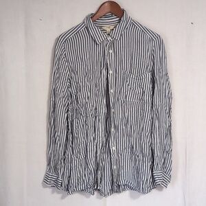 Terra & Sky Grey White Striped Long Sleeve Button Up Shirt Size 1x